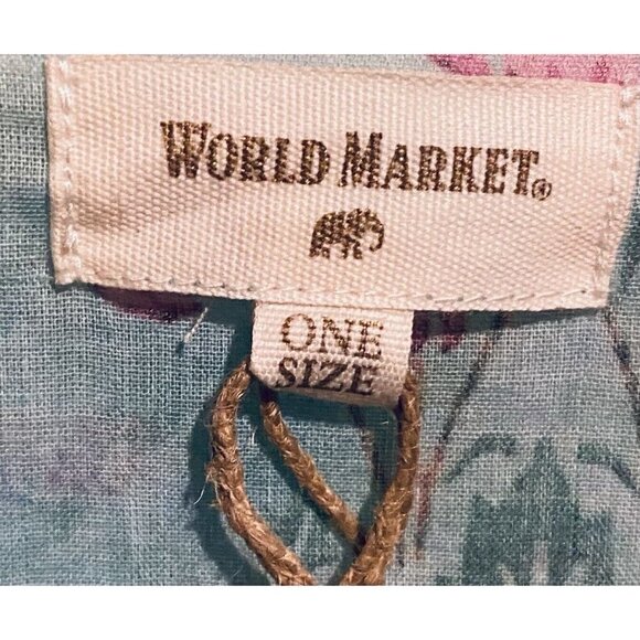 World Market Top Womens One Size Aqua Blue Floral Kimono Lightweight Beachy Boho - Picture 5 of 8